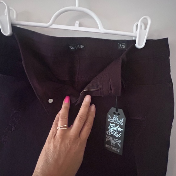 SILVER CRUSH • Ripped Purple Straight Leg Pants • 7/8 • - Picture 6 of 7